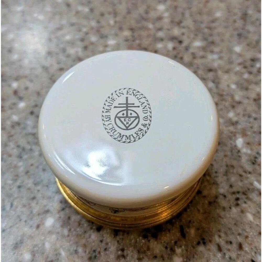 Crummles & Co. Made In England Handpainted Floral Round Enamel Trinket Pill Box - Picture 3 of 4